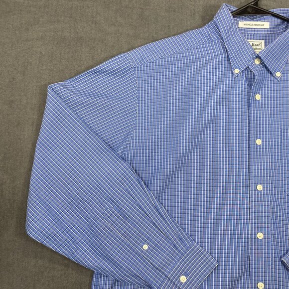L.L. Bean Mens Blue Wrinkle-Resistant Button-Down Shirt Size L Reg 100% Cotton - Picture 7 of 12